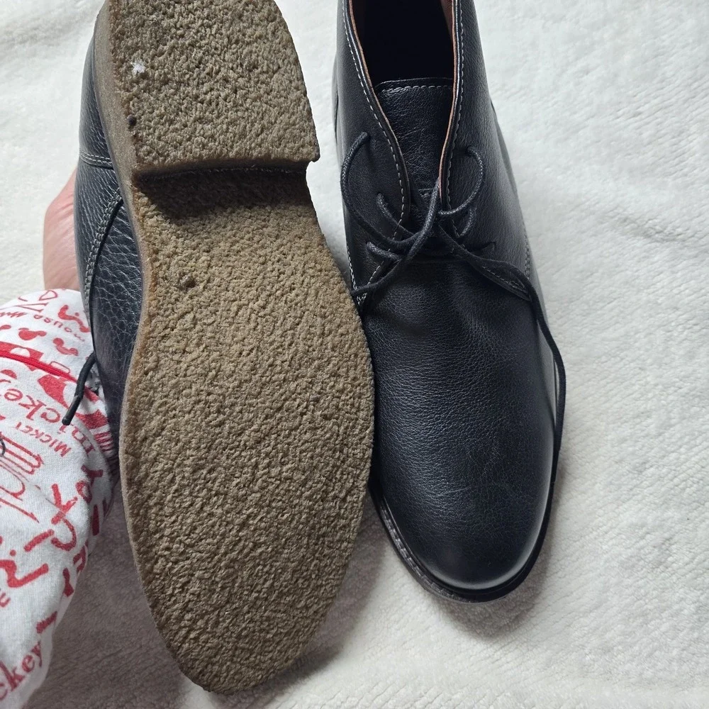 Johnston & Murphy McClain Chukka Boots Mens 10.5 M Black Leather Crepe Sole...